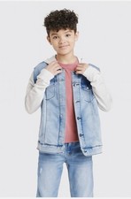Art Class Boys Denim Jacket Cotton Hoodie Light Wash Blue Size Medium 8 NWT