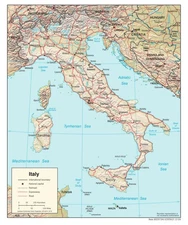 Italy Physical Geography Geographic Physiographic Map Country Nation Print