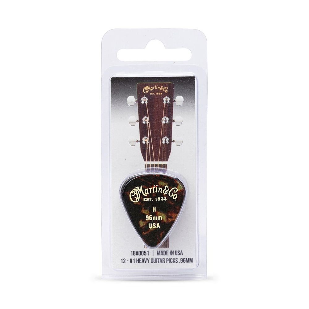 Martin #1 351 Faux Tortoise Guitar Picks / Plectrums Pack of 12 (Heavy 0.96 mm)