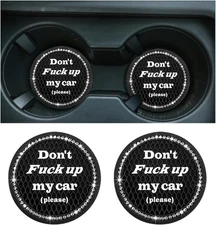 2 PCS Bling Car Cup Coaster, 2.75 Inch Anti-Slip Holder 2 PCS, Black 