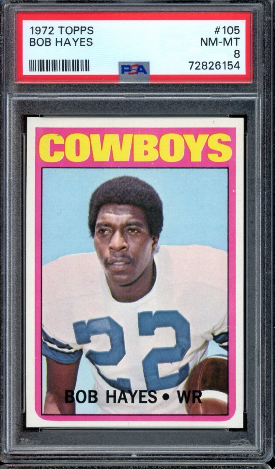 1972 Topps Football #105 Bob Hayes PSA 8 *d3