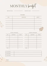 Digital PDF Beige Aesthetic Monthly Budget Planner A4 Document Instant Download