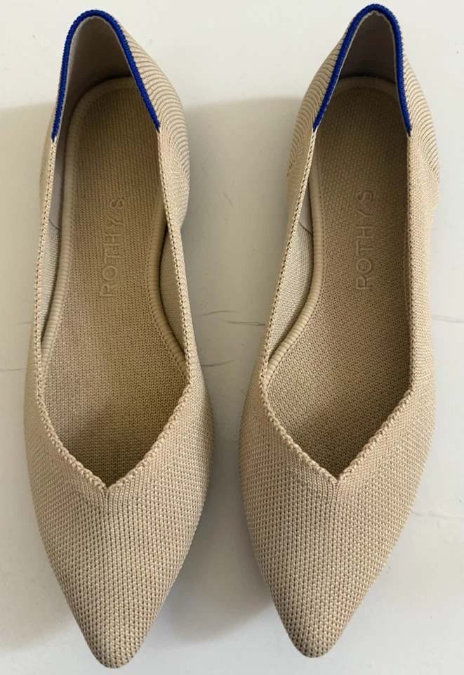 Zapatos planos ROTHYS The Point para mujer talla 6,5 color crudo con suela de caparazón de tortuga Foto 2 de 4