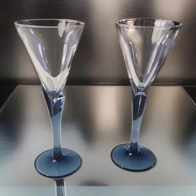 Set Of 2 Luigi Bormioli Florian Bleu Blue Petal Stem Cordial Glasses  6 T
