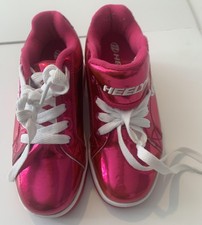 Heelys Shoes Youth Size 3 Pink Metallic Roller Skate Sneakers Wheels Kids