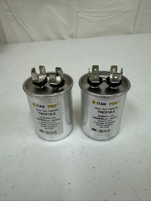 2-TitanPro TRCF12.5 HVAC Round Motor Run Capacitor 12.5 MFD/UF 440/370 Volts
