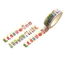 10 Meters Washi Craft Decorative Tape Flowers Plants Drinks Adhesive 15mm Wide