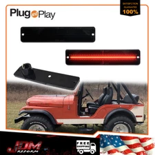 For Jeep Cherokee CJ5/6/7 J10/20 Pickup Red LED Side Marker Lights Smoked 2PCS