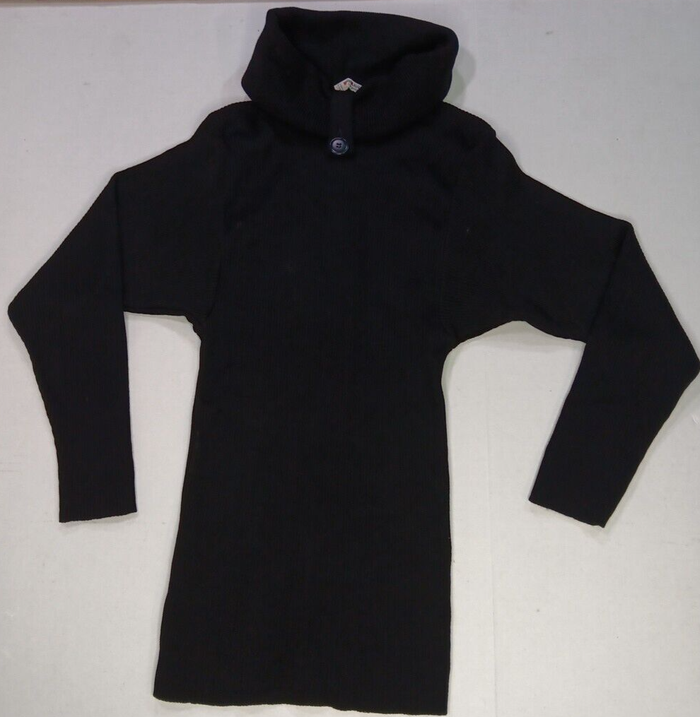 Maglione Saint Laurent vintage lana di agnello rotolo linguetta collo tartaruga nero tg 40