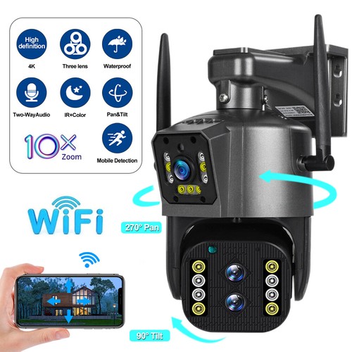 4 MP 4K IP Kamera Outdoor WiFi PTZ drei Objektive Dual Screen 10x optischer Zoom CCTV
