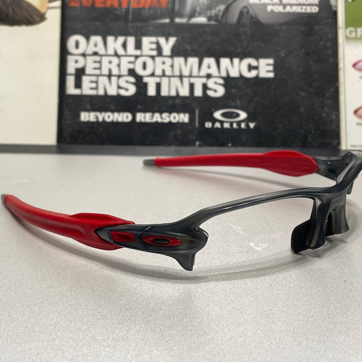 Oakley Flak 2.0 XL Matte Grey Smoke FRAME w/ Red Oakley Icons SKU