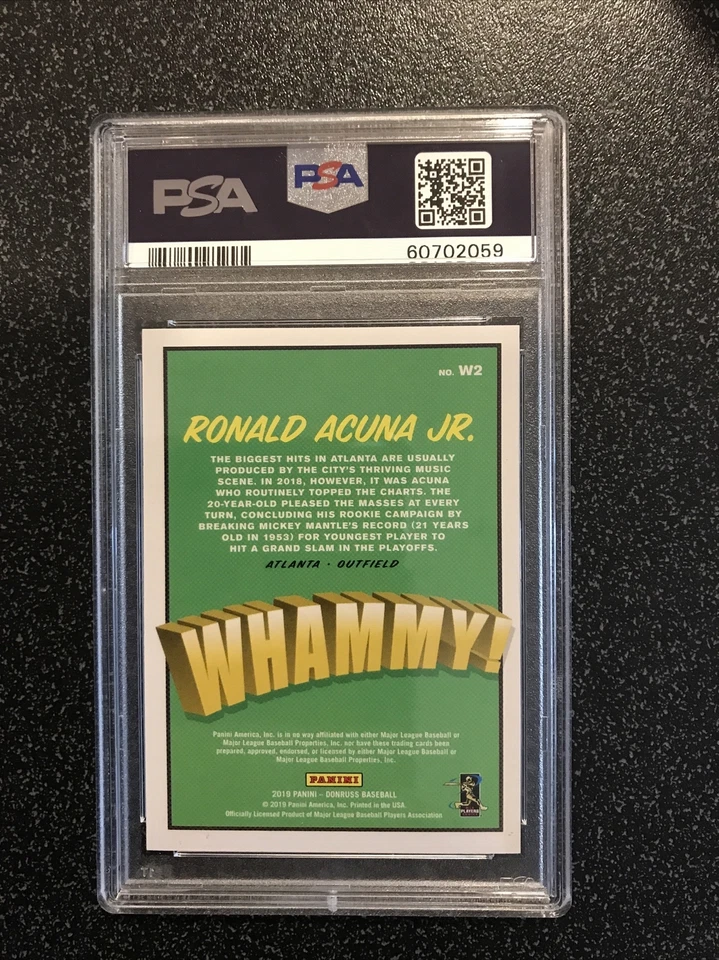 RONALD ACUNA JR. 2019 Donruss WHAMMY! CARD# W2 SSP PSA 10 GEM MT ATL BRAVES - Image 3 of 3