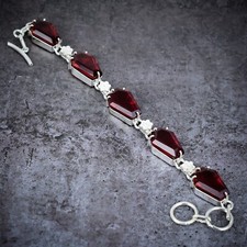 Red Garnet Gemstone 925 Sterling Silver Handmade Wonderful Jewelry Bracelet