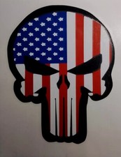 PUNISHER STICKER AMERICAN USA COLOR FLAG SKULL DIE CUT VINYL DECAL 4.5x6.5 Inch