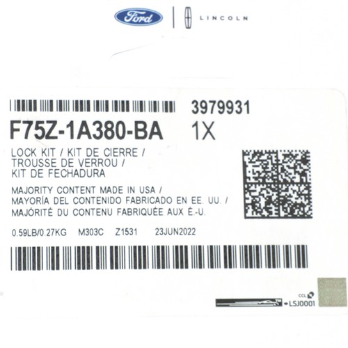 NEW OEM Ford 9709 F150 F250 Super Duty Spare Tire Lock Assembly F75Z