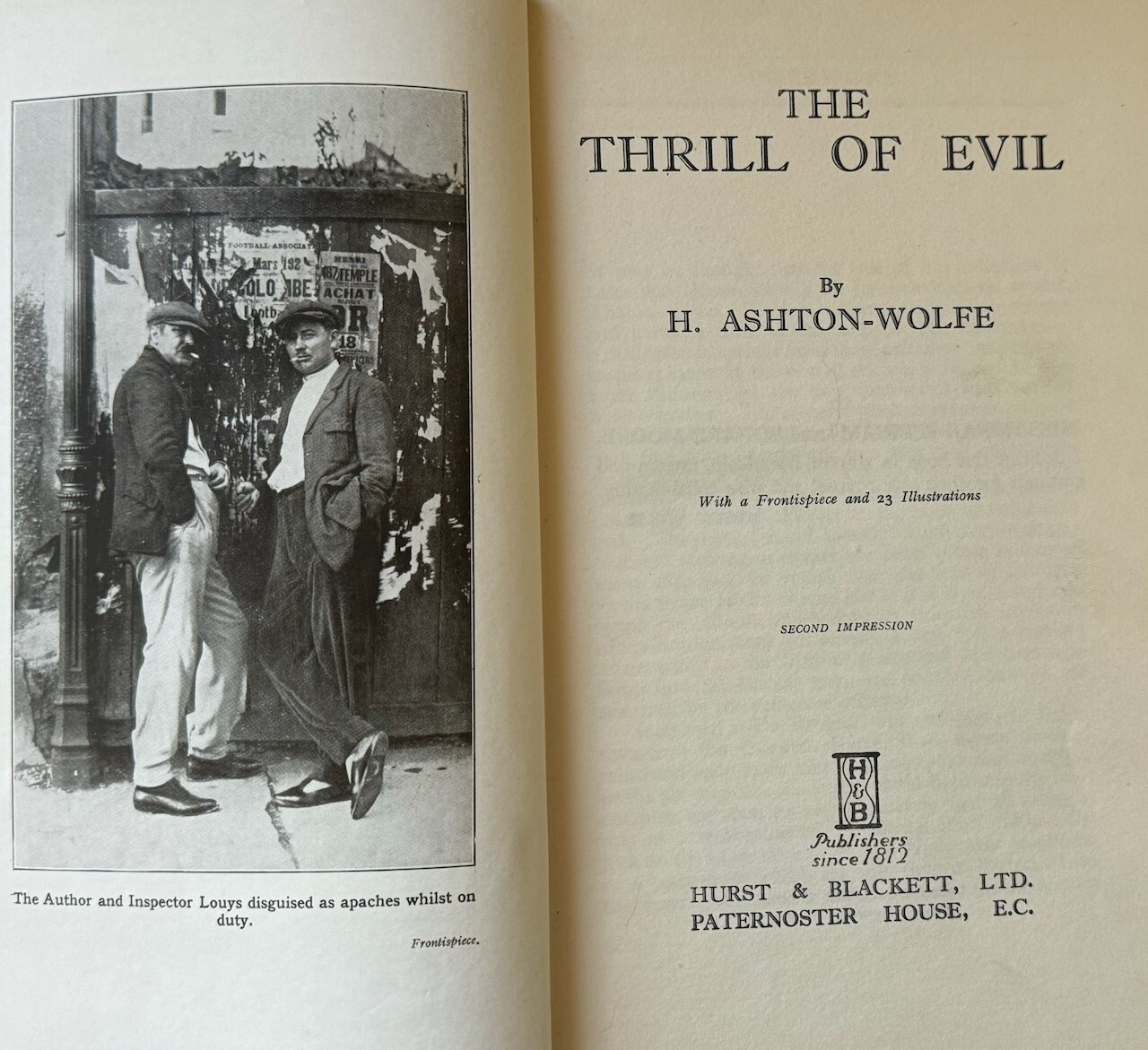 The Thrill of Evil - Harry Ashton-Wolfe, 1930 hc vg HURST & BLACKETT, LTD. PATER