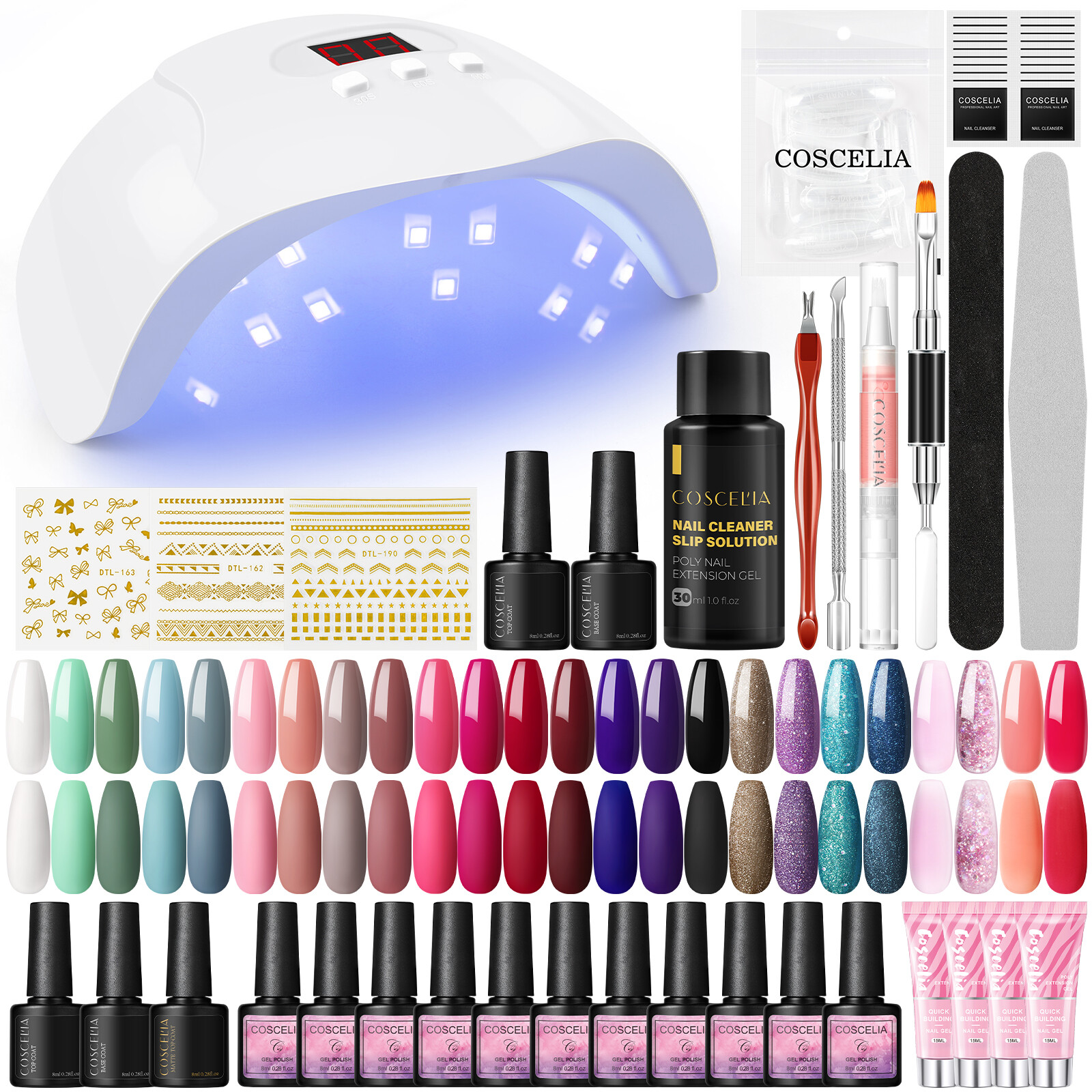 MKNZOME 3-in-1 Nagelgel-Pen – Kein Base/Top Coat Nötig, Inkl. UV-Lampe & Maniküre-Set