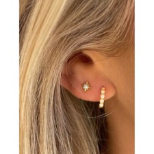 Dainty Stud Earrings Gold Stars Opal Center Tiny stud earrings for Girls Women