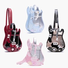 Bolso de hombro con forma de guitarra y corazón para niña Mochila de PU Cartera Bolso de mano