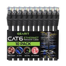GearIT Cat 6 Ethernet Cable 6 ft 10-Pack - Cat6 Patch Cable, Cat 6 Patch Ca...