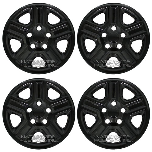 4 for Jeep Wrangler 072016 GLOSS BLACK 16" Wheel Skins Hub Caps Full