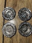 4 VINTAGE DOLLHOUSE MINIATURE 1” ornate silverplate dinner plate — photo 1
