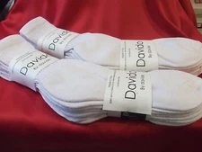 Davido men's socks crew 100% cotton made in Italy 12 pairs white 10-13 causal 