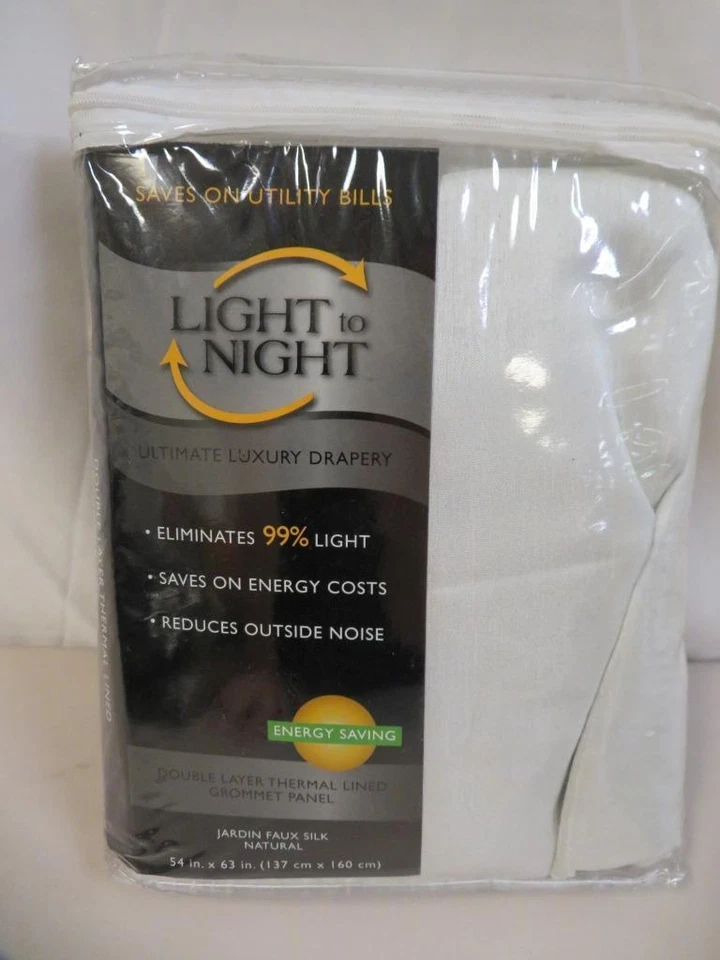 Panel de ojal de seda sintética cortina oscurecedora térmica Maytex 54" x 63" blanco natural Foto 2 de 3