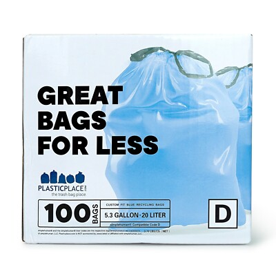 Plasticplace Custom Fit Trash Bags Compatible with simplehuman Code D, 100  Count
