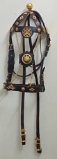 Custom Hand Made Luxury Fancy Cowhide Leather Horse Bridle with Gold Detailing