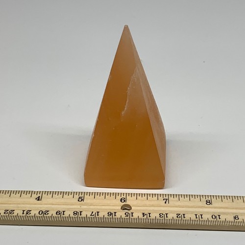 248g, 4"x2.1" Orange Selenite/Satin Spar Pyramid Crystal @Morocco, B24217 - Picture 9 of 11