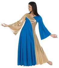 592 Asymmetrical Bell Sleeve Dress