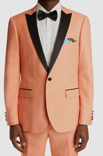 Paisley  Gray Men's Orange Slim-Fit Tuxedo Suit Jacket Size 40R