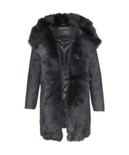 Nwt, Woolrich Black Emily Wool Blend And Shearling Coat, Sz Large, $1295