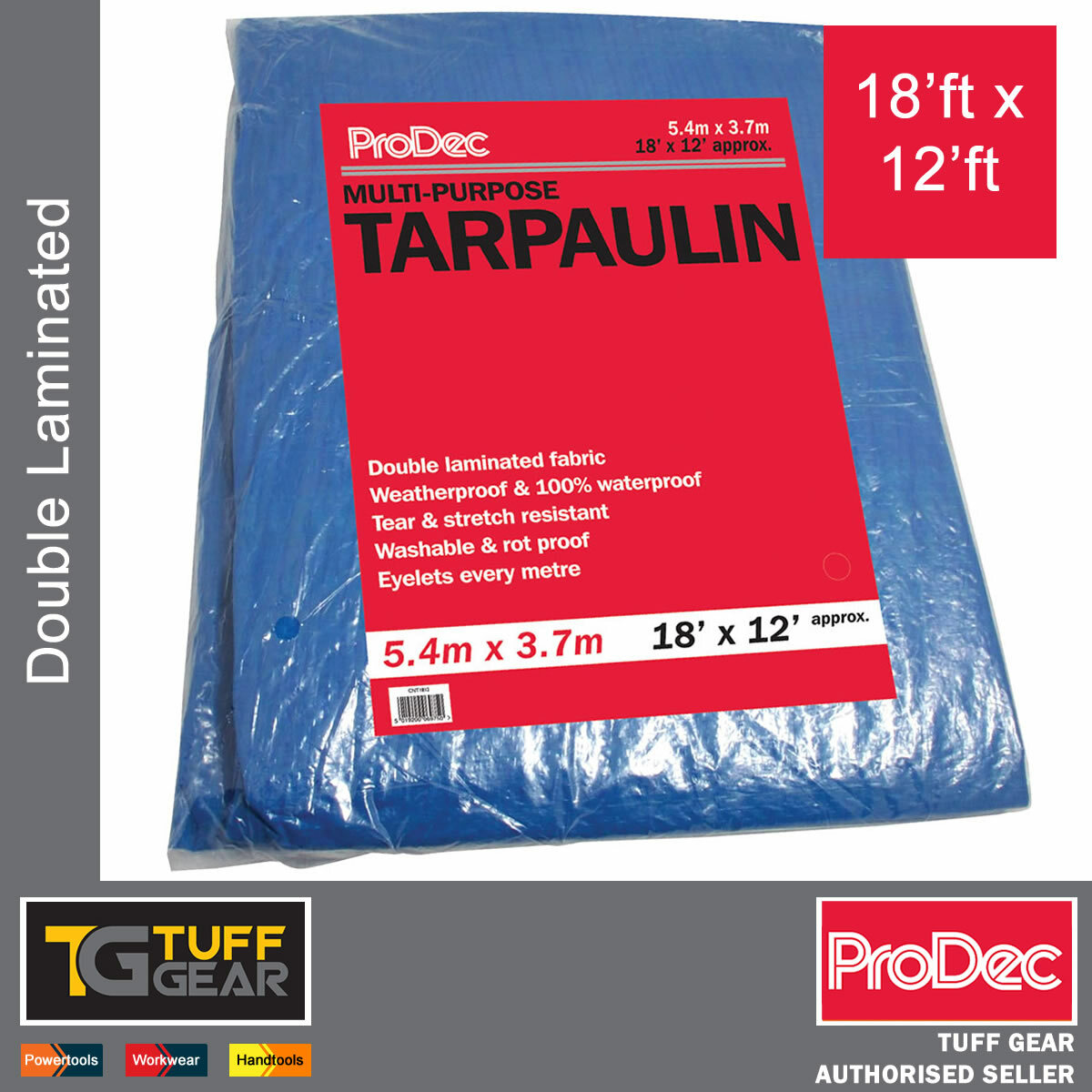 ProDec 24' X 18' Tarpaulin Waterproof Heavy Duty Waterproof Sheet,Double Lainated With Eyelets