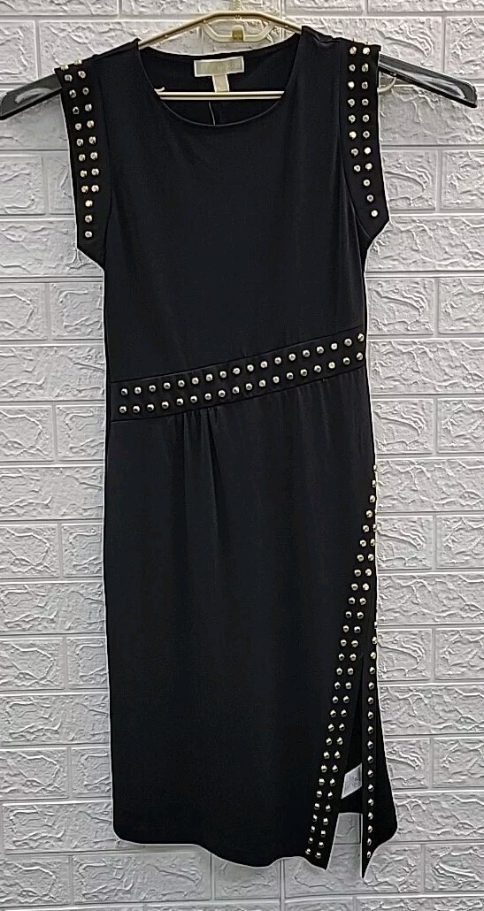 Astor Michael Kors Black Dress Gold Studs New Michael Kors Astor
