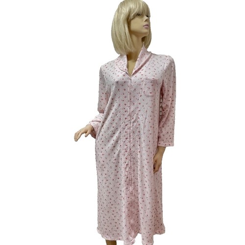 NWT $48 Cabernet Petites Short Robe MEDIUM Pink w Rose Floral Cotton Blend - Picture 2 of 7