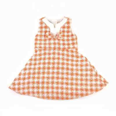 Janie and Jack Orange / White Checkered Sleeveless Dress Girls Size 3 | eBay