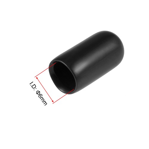 200pcs 1/4"(6mm) Round Black Vinyl End Cap Screw Thread Protector Rubber Caps - 第 4/7 張圖片