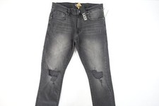 JEANS UOMO LAZER GRIGIO SBIADITO TAGLIO STRAPPATO GINOCCHIO 32X34 SLIM FIT ELASTICIZZATO NUOVO CON ETICHETTE NUOVO