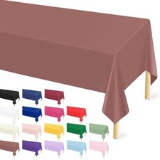  12 Pcs Plastic Tablecloth for Rectangle 54" X 108" Rectangle (12 Pcs) Brown