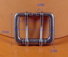 Metal Double Pin Prong Pin Belt Buckle Fits 40MM Tongue Leather Belts Straps