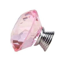 Van Der Linn 20mm Crystal Door Knobs Diamond Round Cabinet Cupboard