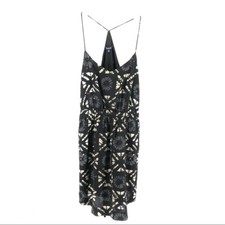 Madewell Black Print Silk Sleeveless Halter Dress sz 00