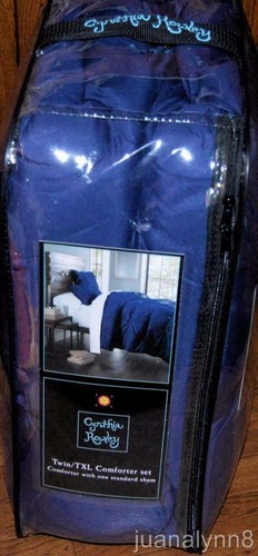 CYNTHIA ROWLEY Solid Navy Blue 2P TWIN / TWIN XL COMFORTER SET NEW - Picture 6 of 6