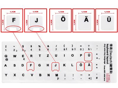DE - Tastaturaufkleber weiß Matt 48 Tasten komp. für Packard Bell Notebook