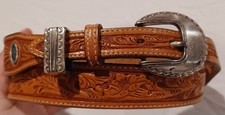 Vintage Circle Y Hand Tooled Leather Western Belt c1993 Size 39"