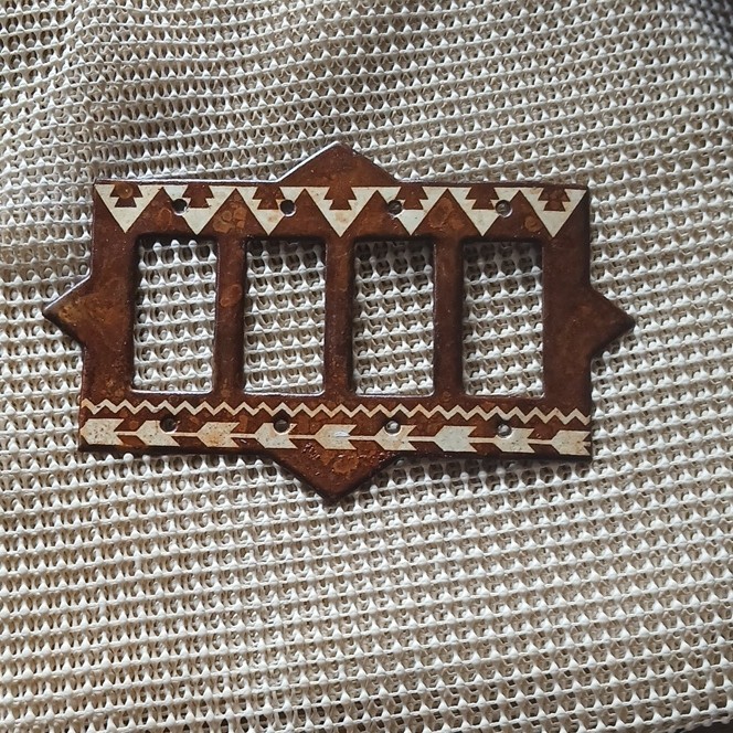 Antique 4-Gang Metal Toggle Switch Plate Cover, Brown, Rusted Finish