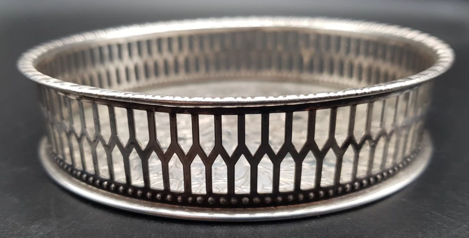 Vintage Viners Alpha Silver Plated Galleried Wine Bottle Coaster fully marked(C) - Image 2 of 4