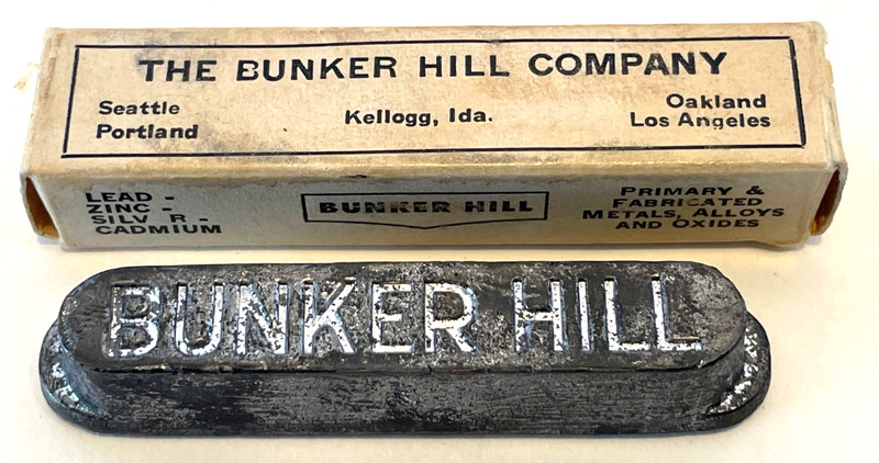 Vintage Bunker Hill Co. Complimentary Pig Iron Miniature Paperweight in Box
